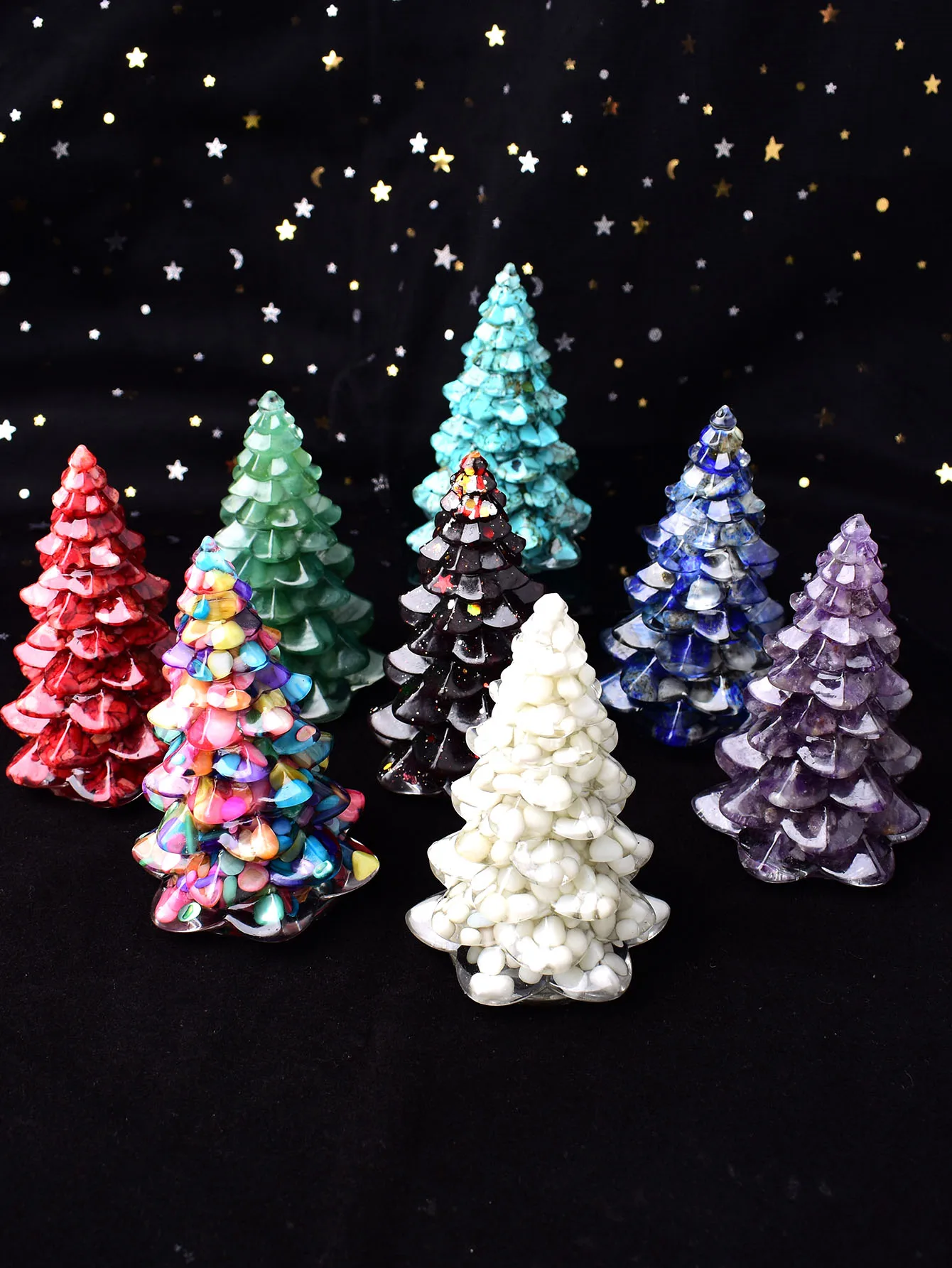 1Piece Hand-Made Natura Crystal Gravel DIY Resin Craft Tree Christmas Statue Home Decoration Christmas Souvenir Gifts