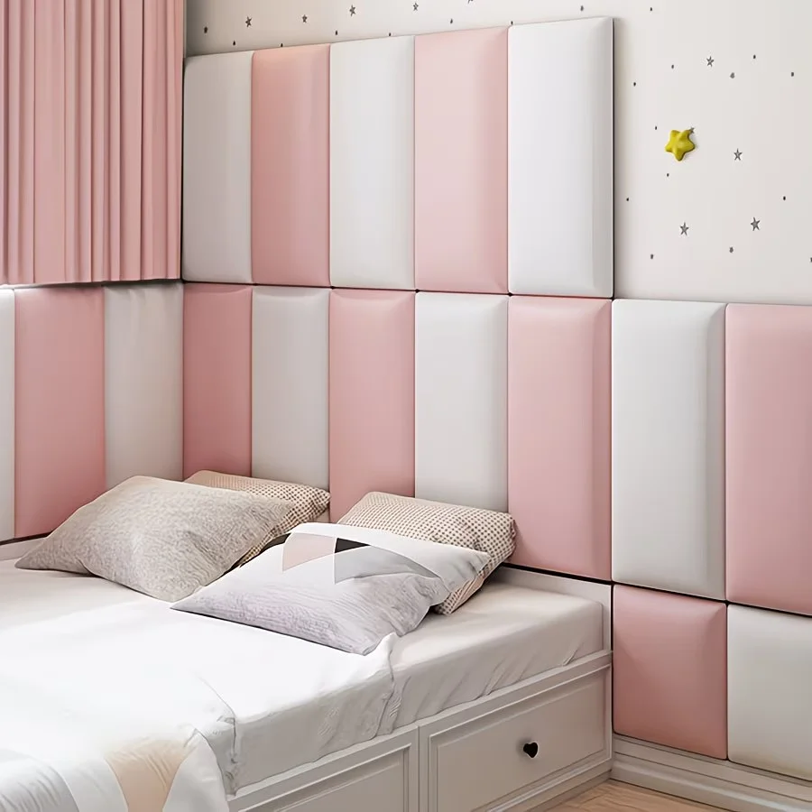 1 unidad de pegatinas de pared 3D tipo tatami de 20x50cm, rectangulares, impermeables, para cabecero de cama, suaves, autoadhesivas, anticolisión, tipo papel tapiz.