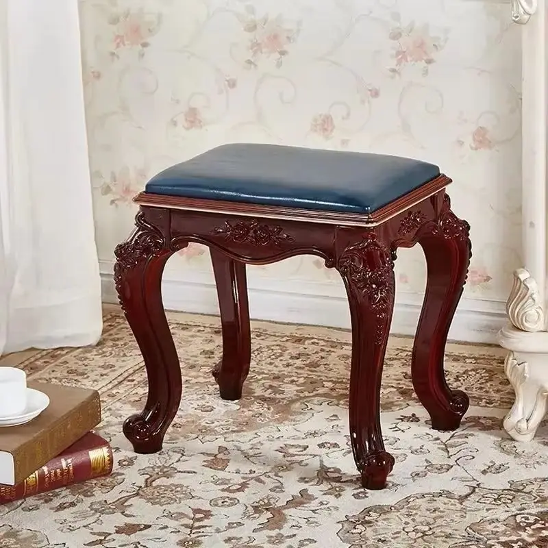 

Стул для фортепиано, одноместный, в европейском стиле, табурет для туалетного столика, кресло для макияжа в американском стиле, классический китайский акцентный стул, круглый/квадратный пуфик