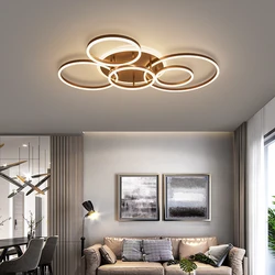 2024 Modern Led Circle Rings Ceiling Lights For living Room Bedroom Study Room Ceiling Lamp White/Brown/Black/Gold Color 90-260V