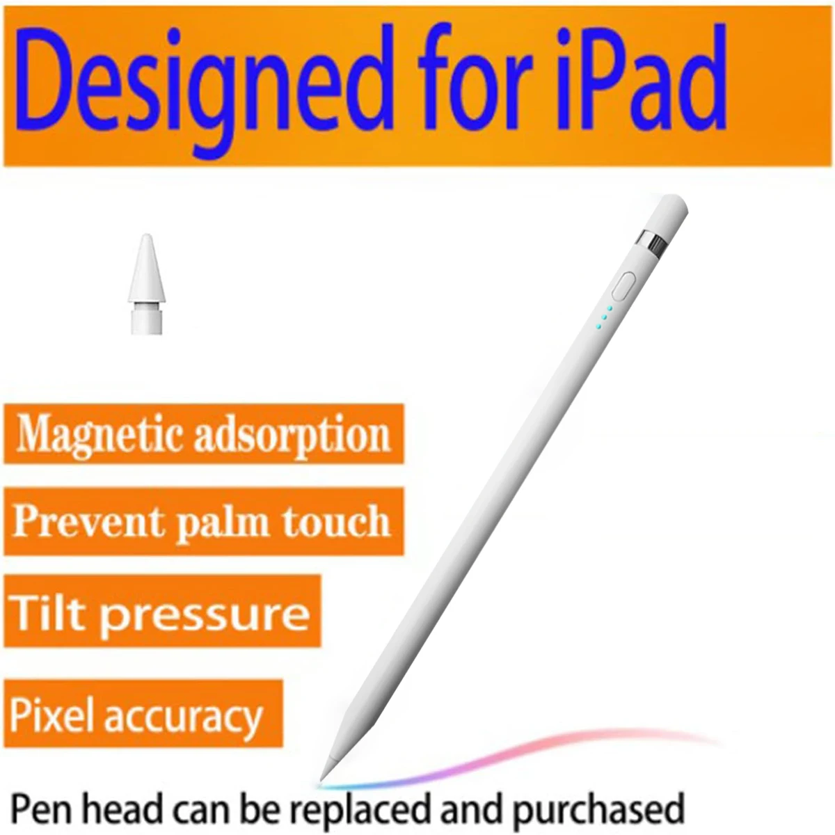 Stylus Pen for iPad 2018-2025, 2X Fast Chargel, Pixel-Perfect Precision, Palm Rejection Tilt Sensitivity, Compatible with iPad 6