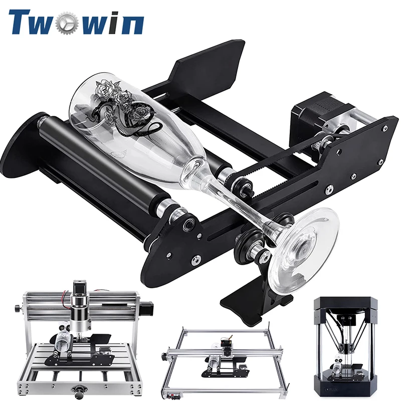 TWOWIN 3D Printer Laser Engraving Machine Y-axis Rotary Roller Engraving Module Cylindrical Objects Engraver Accessories