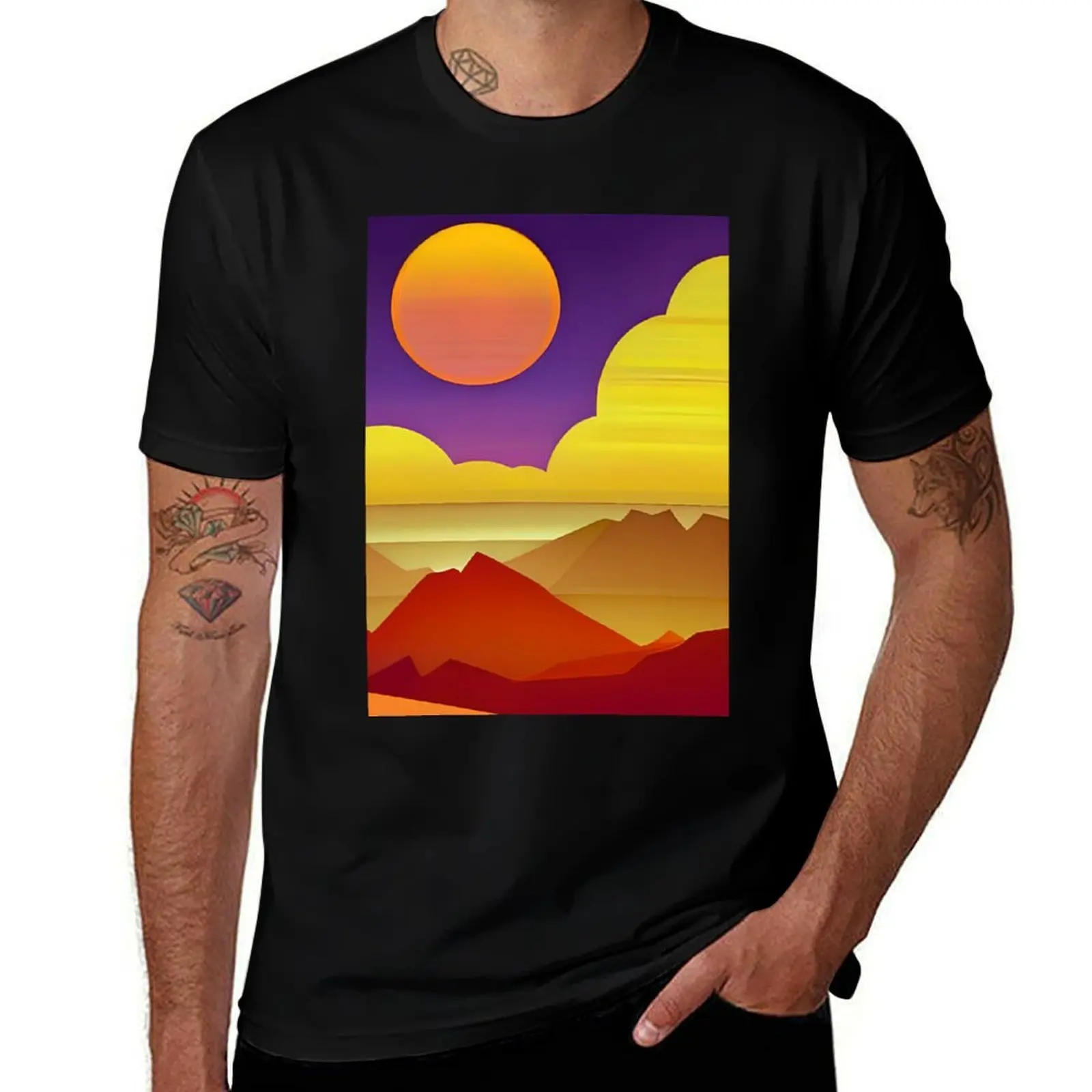 

Desert Mountains at Sunset Fantasy Dreamscape T-Shirt baggy shirts vintage anime shirt summer tops t shirts men