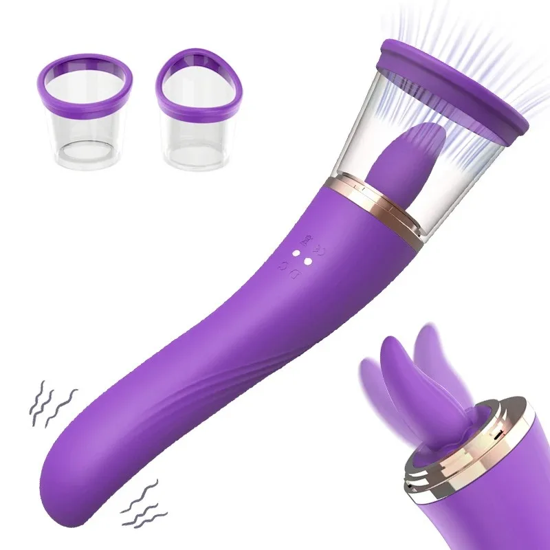 3 in 1 Tongue Licking with Sucking G Spot Vibrator Sex Toys for Women Powerful Clitoral Nipple Oral Sucker Stimulation Massager