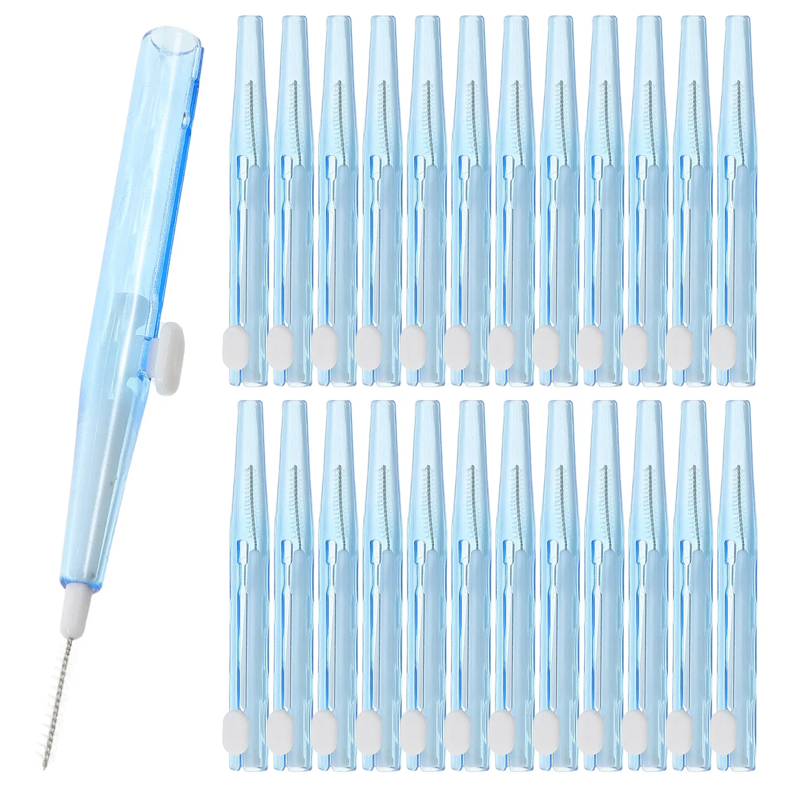 Interdental Toothpicks 40 Pack Soft Bristle Push Pull Dental Cleaning Picks for Braces Portable Oral Care
