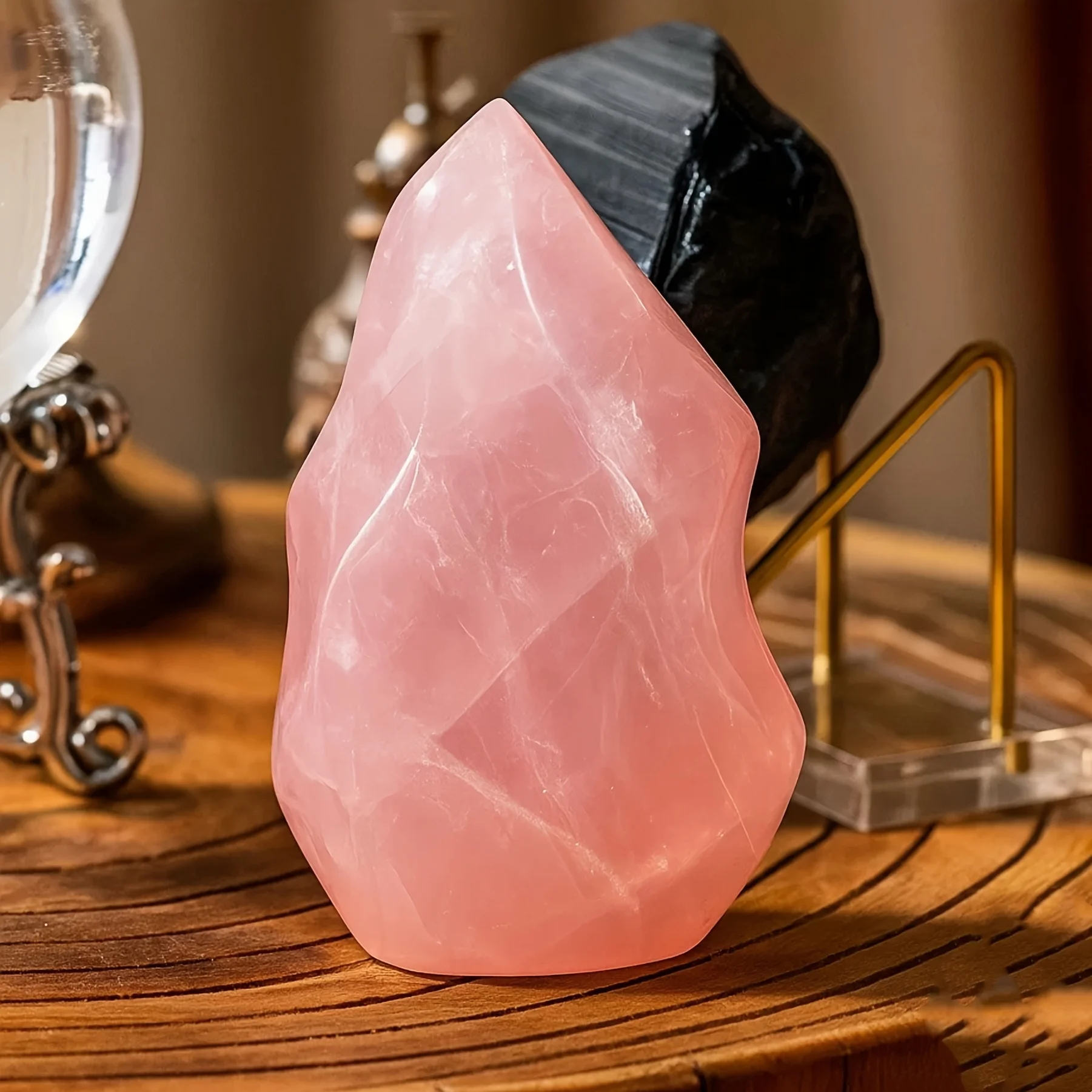 One rose quartz torch, made of pink agate gemstone, suitable for meditation, jewelry making, polished or raw, a spiritual gift.