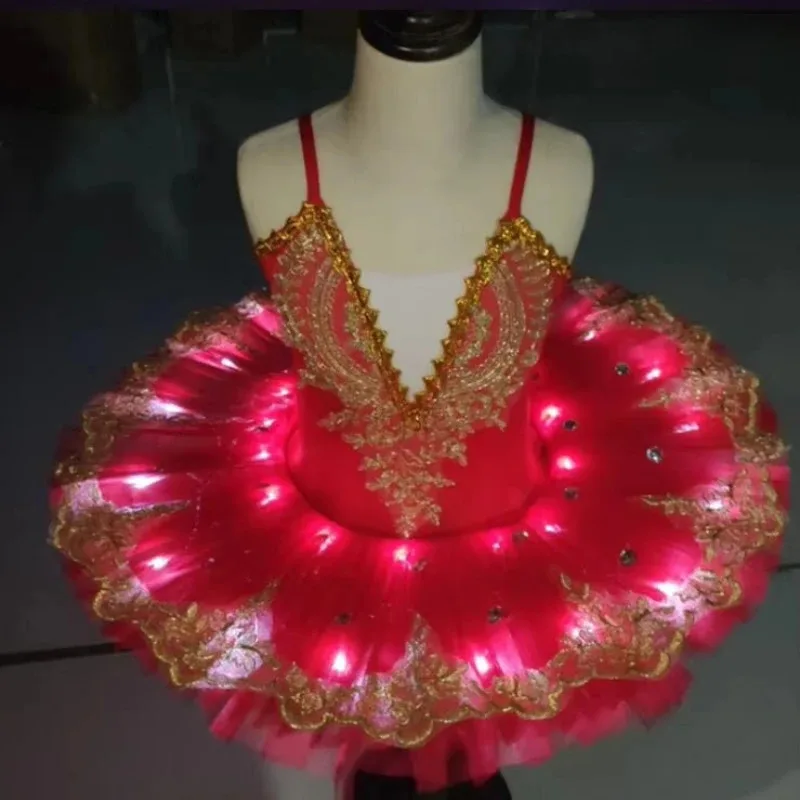 مضيئة الاطفال فستان رقص الباليه الأطفال مصباح ليد فستان رقص الأميرة فتاة مهنة الباليه توتو زي بحيرة البجع فستان #5