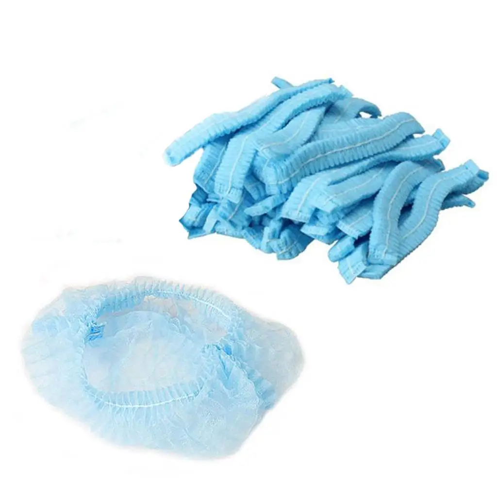 50pcs/pack Disposable Hair Caps Nets Tanning Catering Cap Non-woven Elastic Stretch Disposable Hair Cap