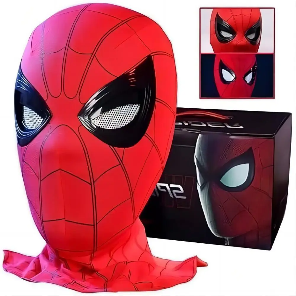 Movie Spidey Mask Eyes Glowing Remote Control Ring Superhero Toys Children Kids Halloween Cosplay Costume Mask Christmas Gifts view 3