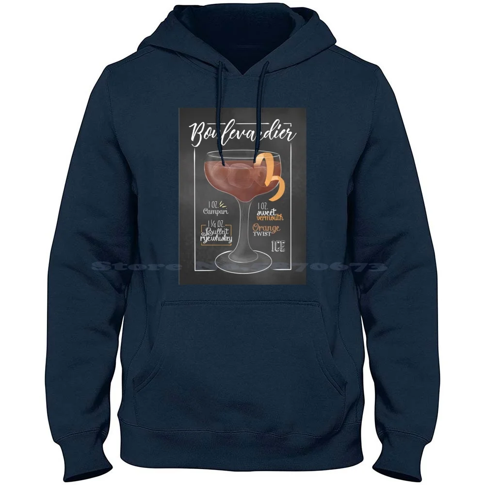 Boulevardier Blackboard 100% Pure Cotton Hoodie Tshirt Boulevardier Blackboard Drinking Cocktail Bartender Campari Vermouth