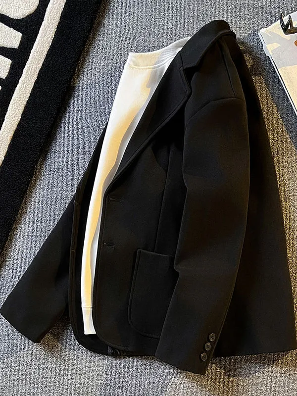 

Pure Color Men's Woolen Suit Casual Style Autumn Winter Fashionable Business Casual Top Men's Single-breasted Jacket