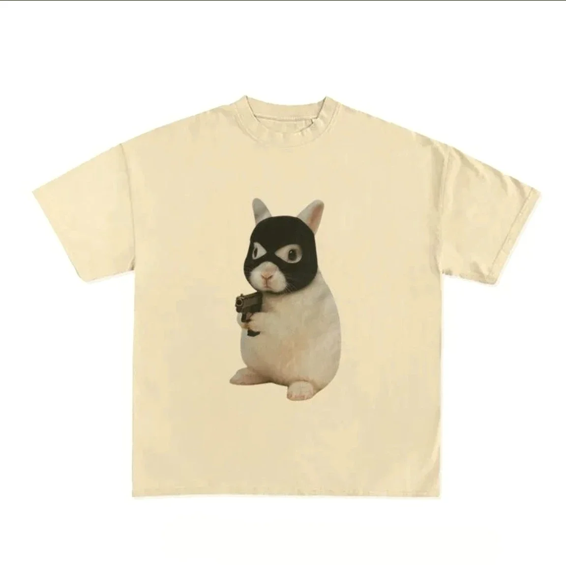 Camiseta con divertido patrón de conejo ropa de manga corta de moda urbana femenina