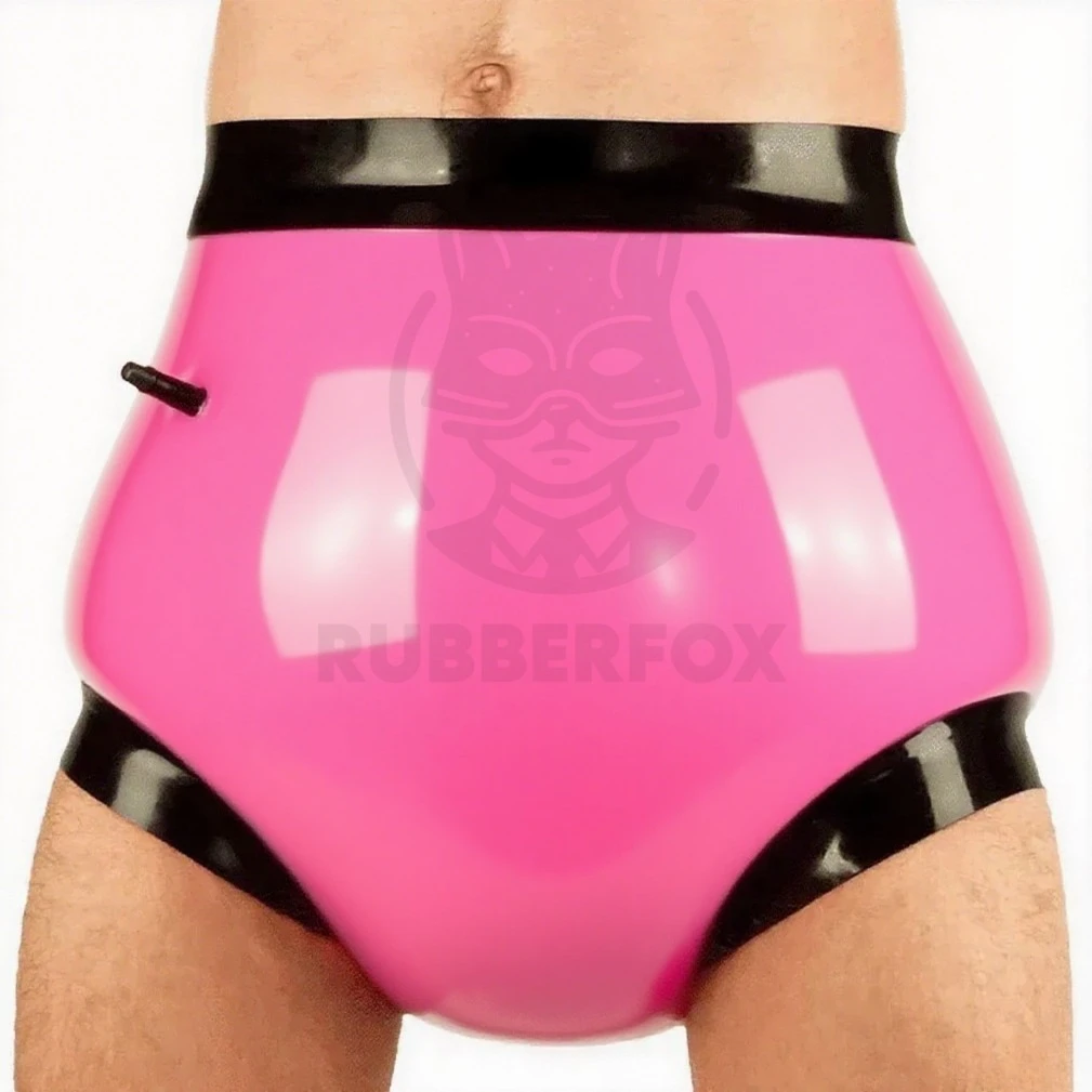 

Резиновые латексные надувные трусы с черной отделкой и высокой талией, резиновое нижнее белье, модная клубная одежда ручной работы по индивидуальному заказу