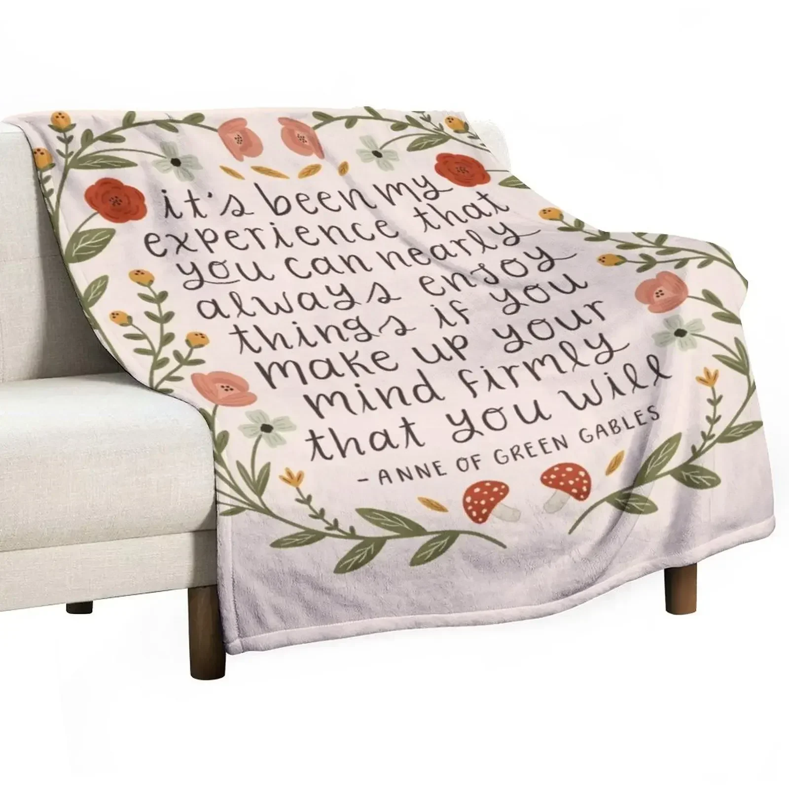 Anne of Green Gables Enjoy Things Quote Throw Blanket Bed covers Moving Blankets