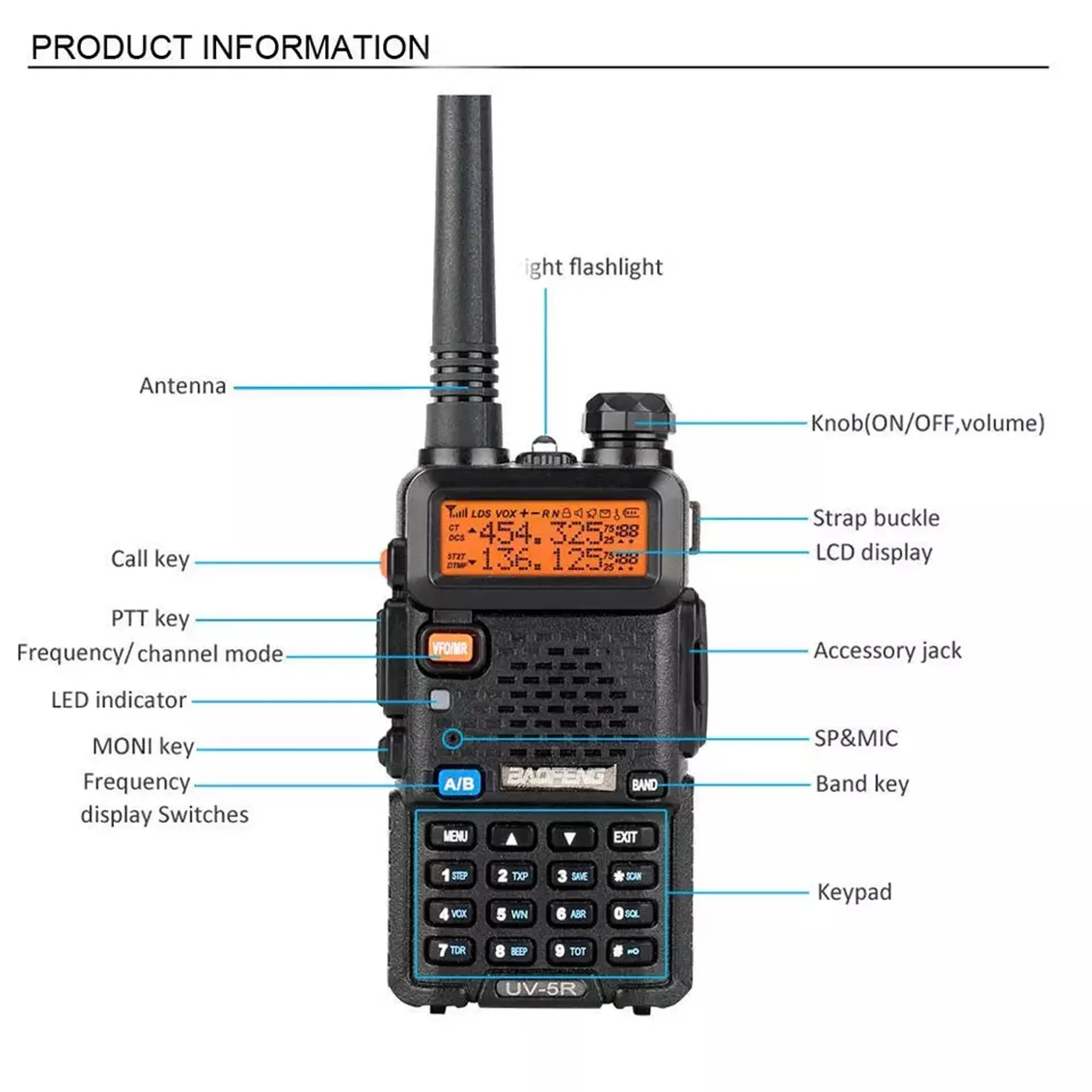 Baofeng UV-5R Two Way Ham Radio Dual Band VHF UHF 128CH CTCSS Walkie Talkie