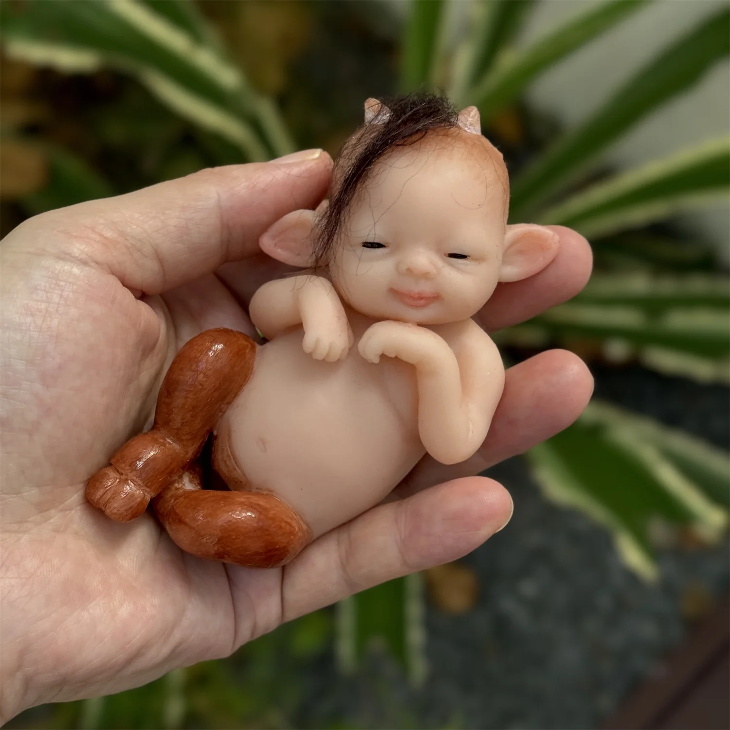 6Inch Full Body Solid Silicone Reborn Doll With Cute Ears Waterproof Flexible Handcrafted Mini Reborn Doll For Children's Gift