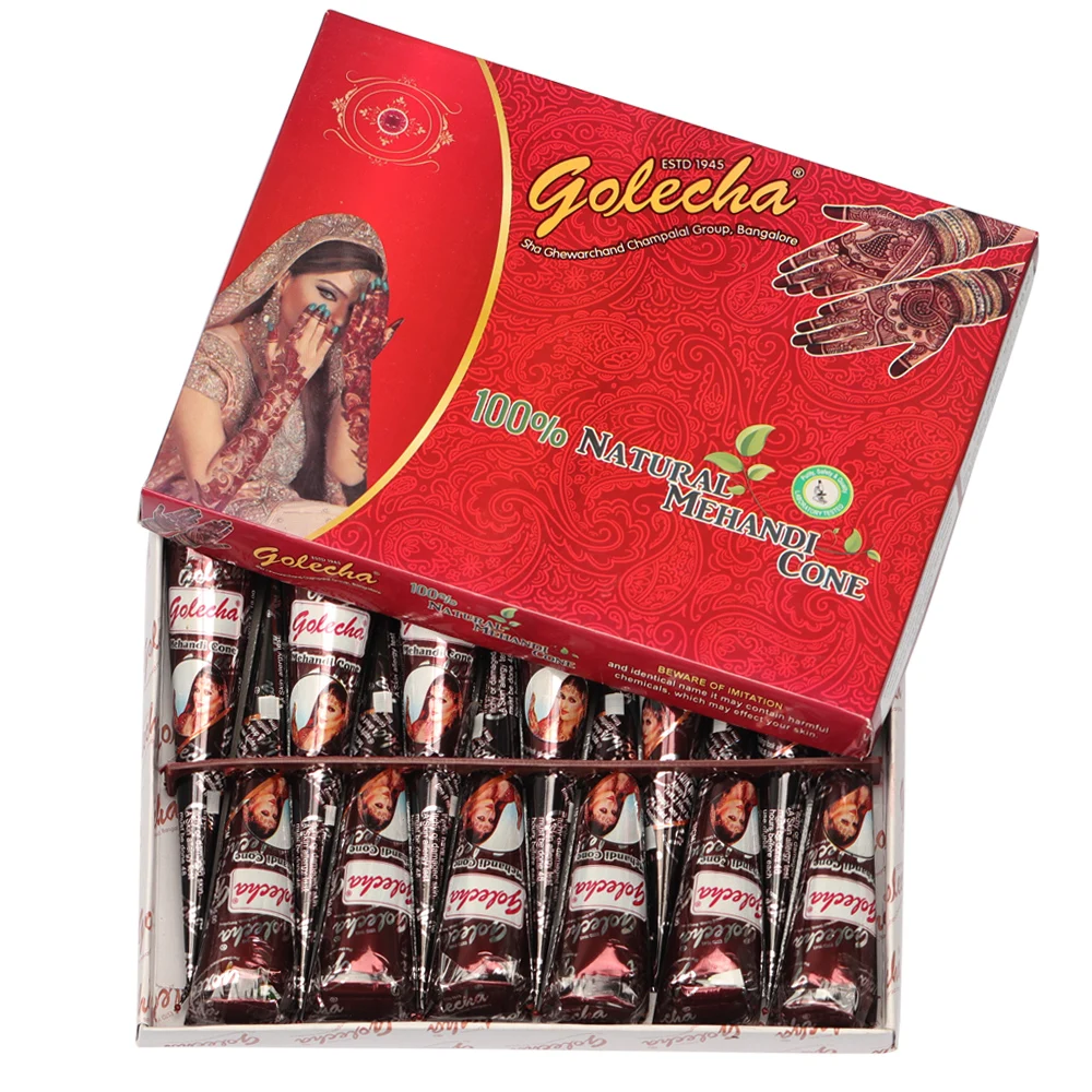 GOLECHA 30g Brown Henna Tattoo Cones Traditional Indian Mehndi Body Paint Henna Tattoo Paste For Temporary Tattoo Body Art