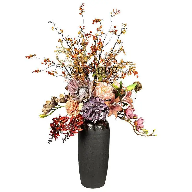 

ZYA Retro Style Floor Artificial Flowers High-Quality Decorative Floral Art Jingbi Style High-End