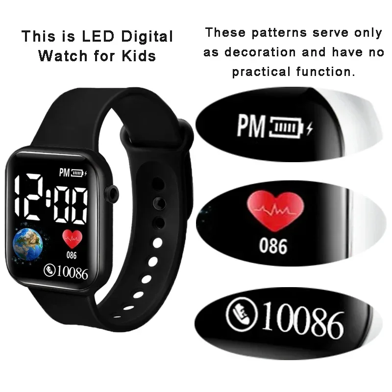 Led Digital Display Waterproof Electronic Watch Non Smart Watch Sport Fitness Led Digital Children Watch Children Universal