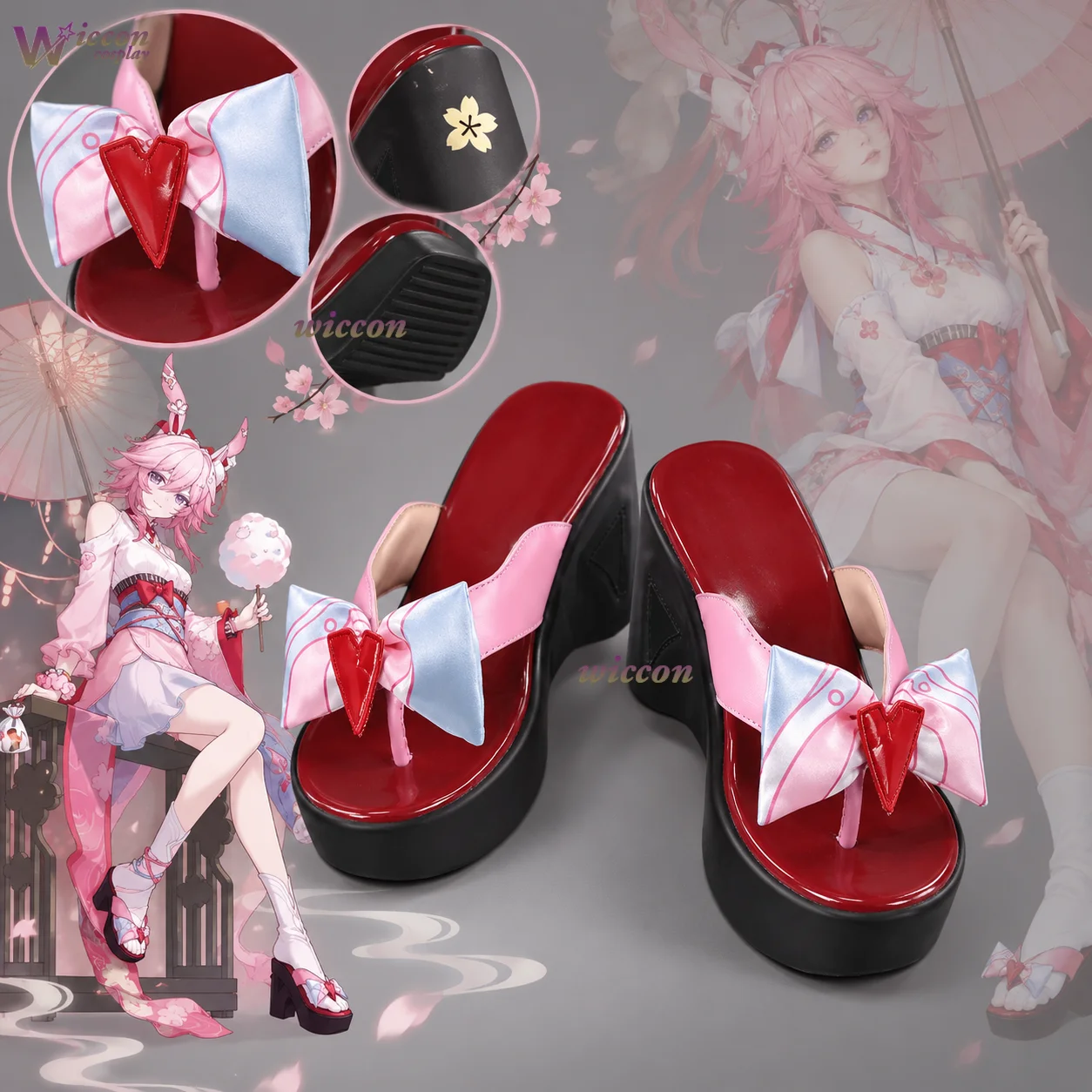 Cos CCOS Honkai Star Rail Evanescia Feiying Moon Awaiting Blossoms Cosplay Heeled Buckle Stiletto Slides Costume Shoes Halloween