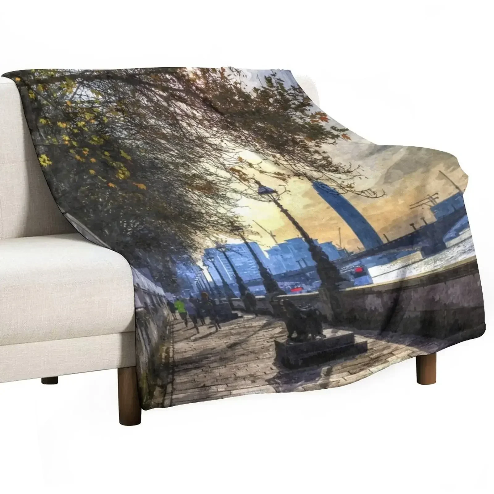 

New River Thames Path Art Throw Blanket anime Polar wednesday Blankets