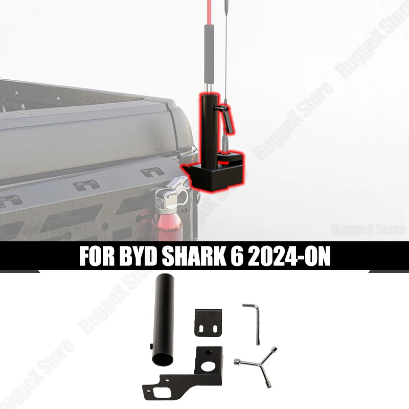 Flagpole Holder For BYD Shark 6 2024-ON Tailgate Antenna Bracket Guide Flag Pole Base Exterior Upgrade Pickup Car Accessories