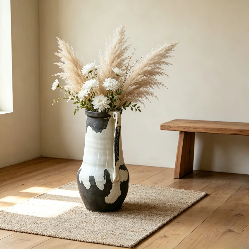 Aesthetic Flower Vase Desktop Decoration Elegant Dried Flowers Vase Morden Home Luxury Large‑caliber Vases Interior Ornaments