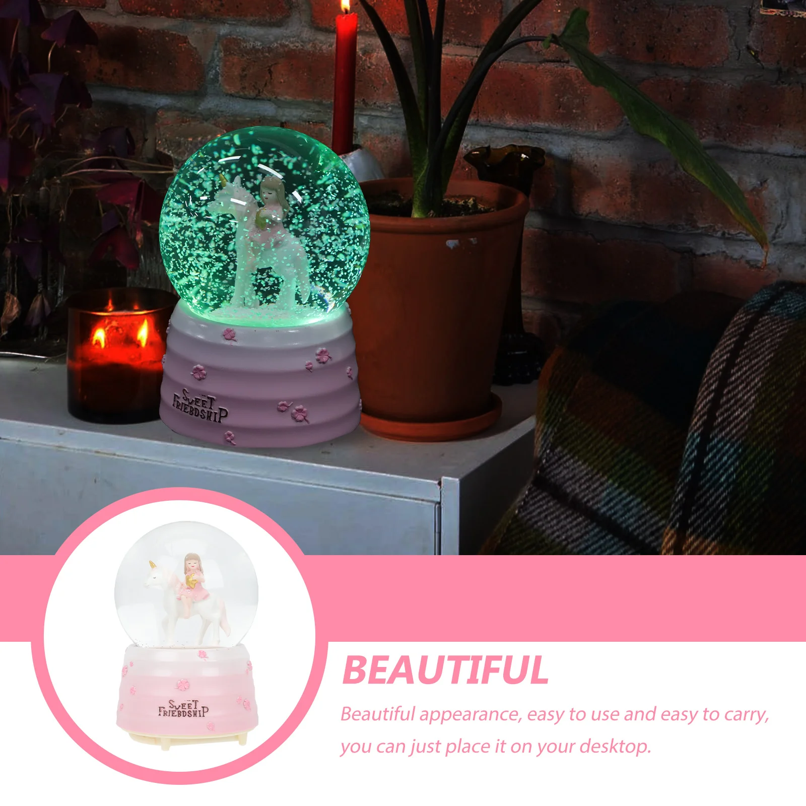 

Unicorn Music Box Creative Crystal Crafts Ornaments Decorative Crystals Balls Decoration Globe Household Spheres