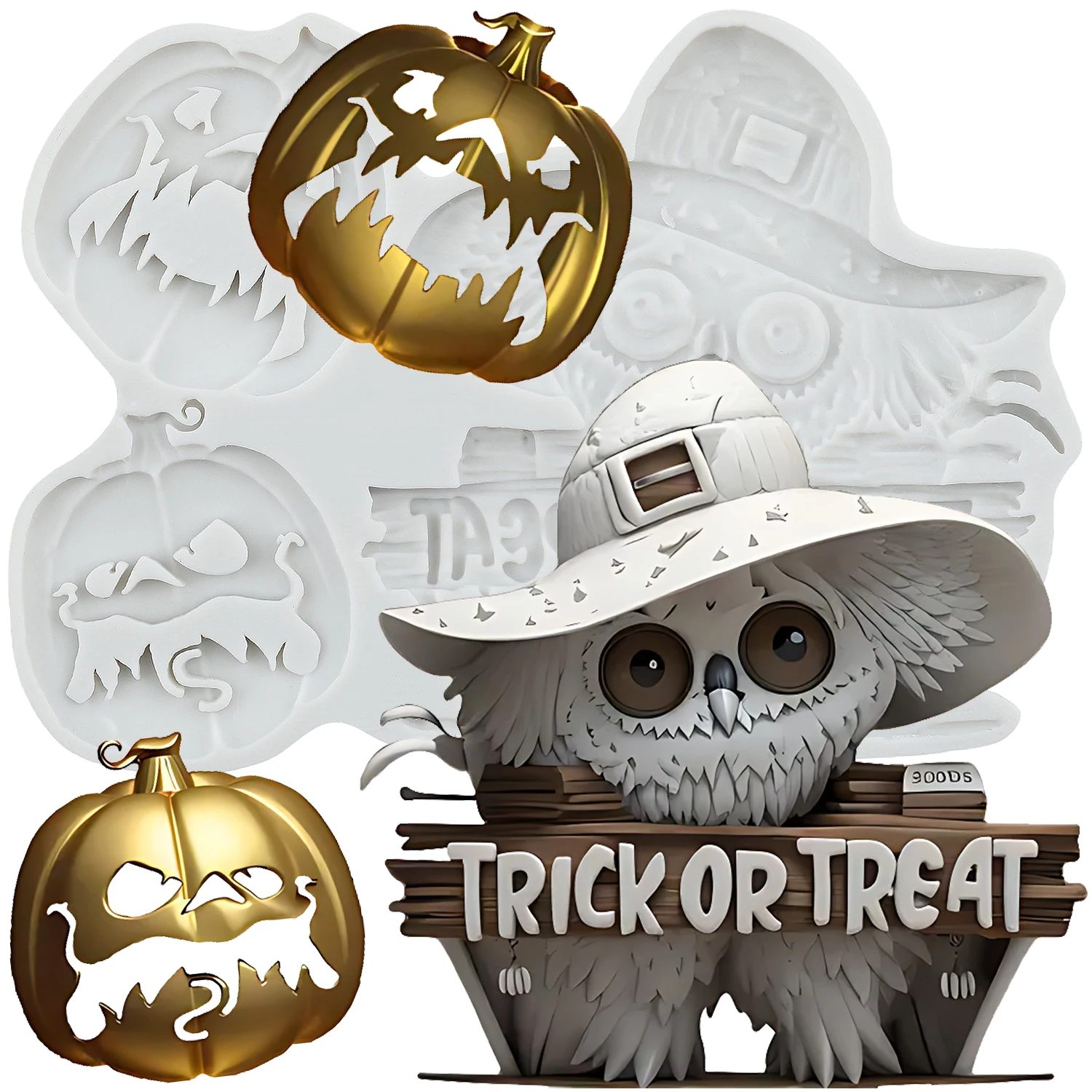 Halloween Pumpkin Silicone Molds Owl Fondant Cake Decorating Tools Cupcake Topper Candy Craft Gum Paste Polymer Clay