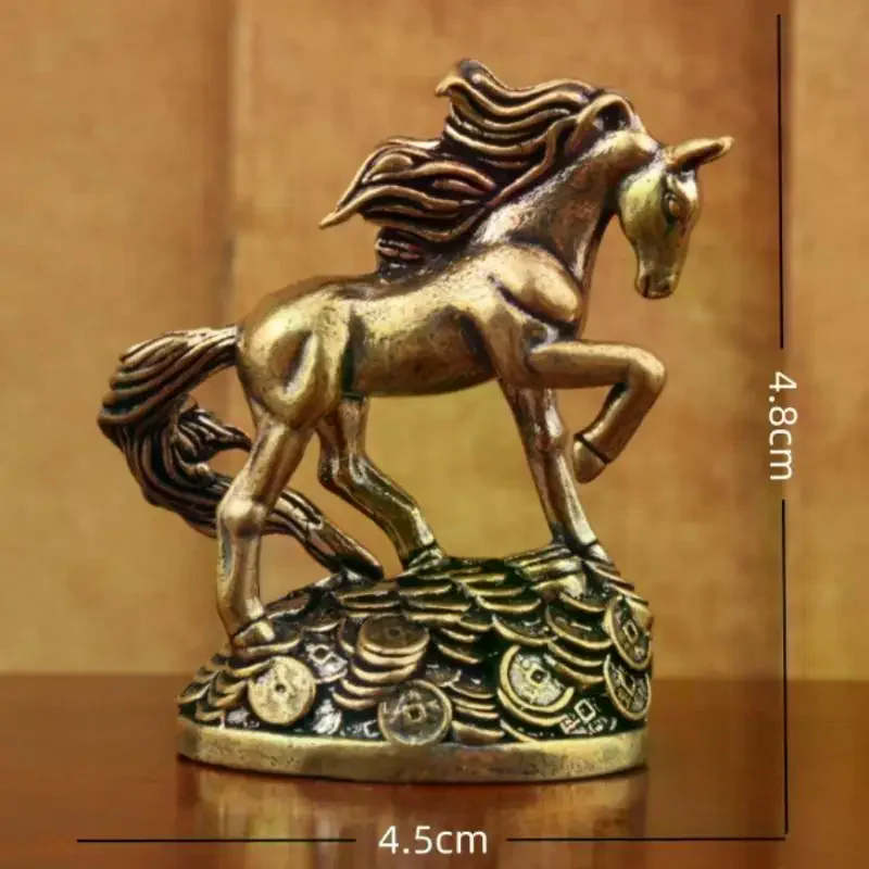 1Pcs Chasing Wind Horse Figurines Brass Solid Desktop Decoration Handicrafts Antique Zodiac Animal Miniatures Ornament