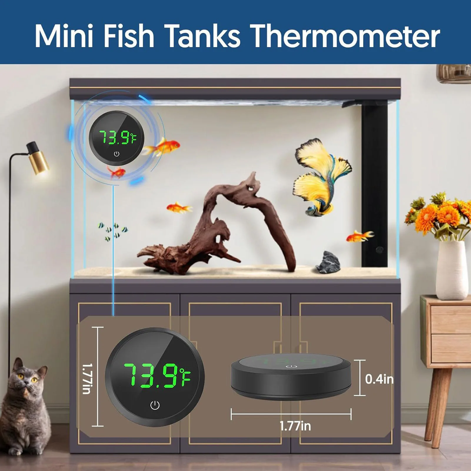 Aquarium Electronic Thermometer Waterproof Accurate Measurement Thermometer for Bedroom Living Room Desktop