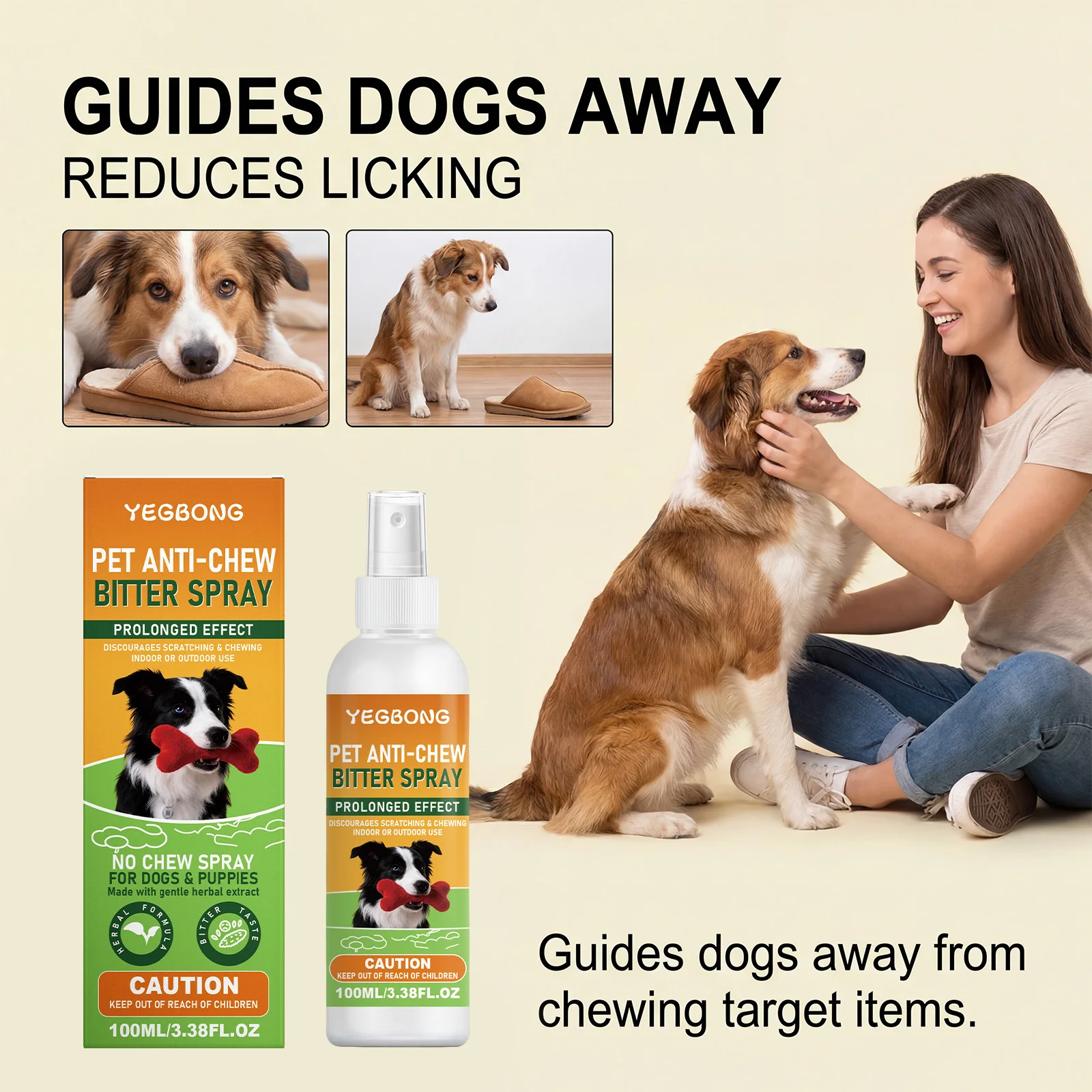 Bitter Anti Chew Spray for Dogs No Chew Stop Chewing Licking Biting Furniture Protect Safe Pet Teething Behavior Training Spray