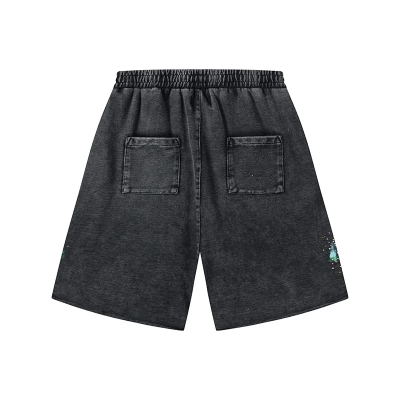 SSSAINT LOUIS crystal rain sweatshort - American-style watercolor sequin shorts, five-pocket pants