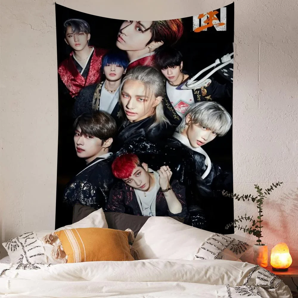 Kpop S-Stray Kids Colorful Tapestry Cheap Hippie Wall Hanging Bohemian Wall Tapestries Mandala Wall Hanging Sheets