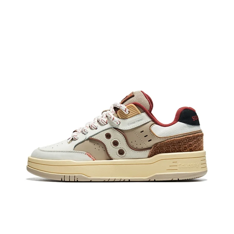 Saucony CNY Cow Leather Slip Resistant, Abrasion Resistant, Breathable Low top Skateboard Shoes Unisex Beige Brown S79045-11