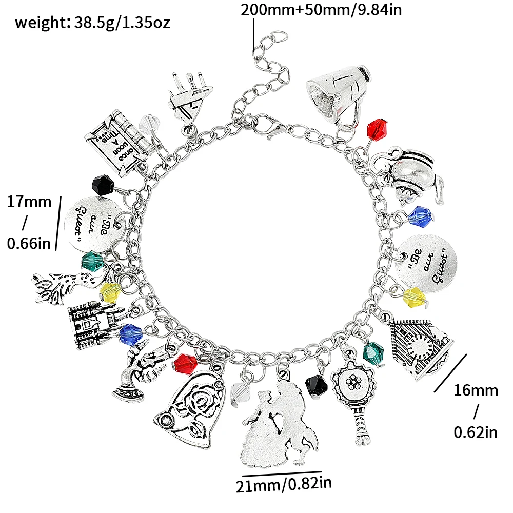 Beauty and the Beast Bracelets for Women Bracelet in Chain Pendants Vintage Accessories Cosplay Charms Jewelry