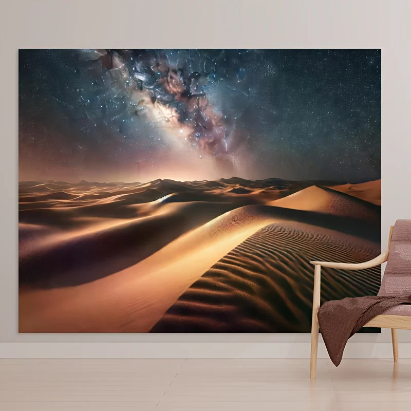 لافتة مسطحة ثنائية الأبعاد مع الصحراء المرصعة بالنجوم و درب التبانة، وخلفية استوديو السماء الليلية الغامضة #4