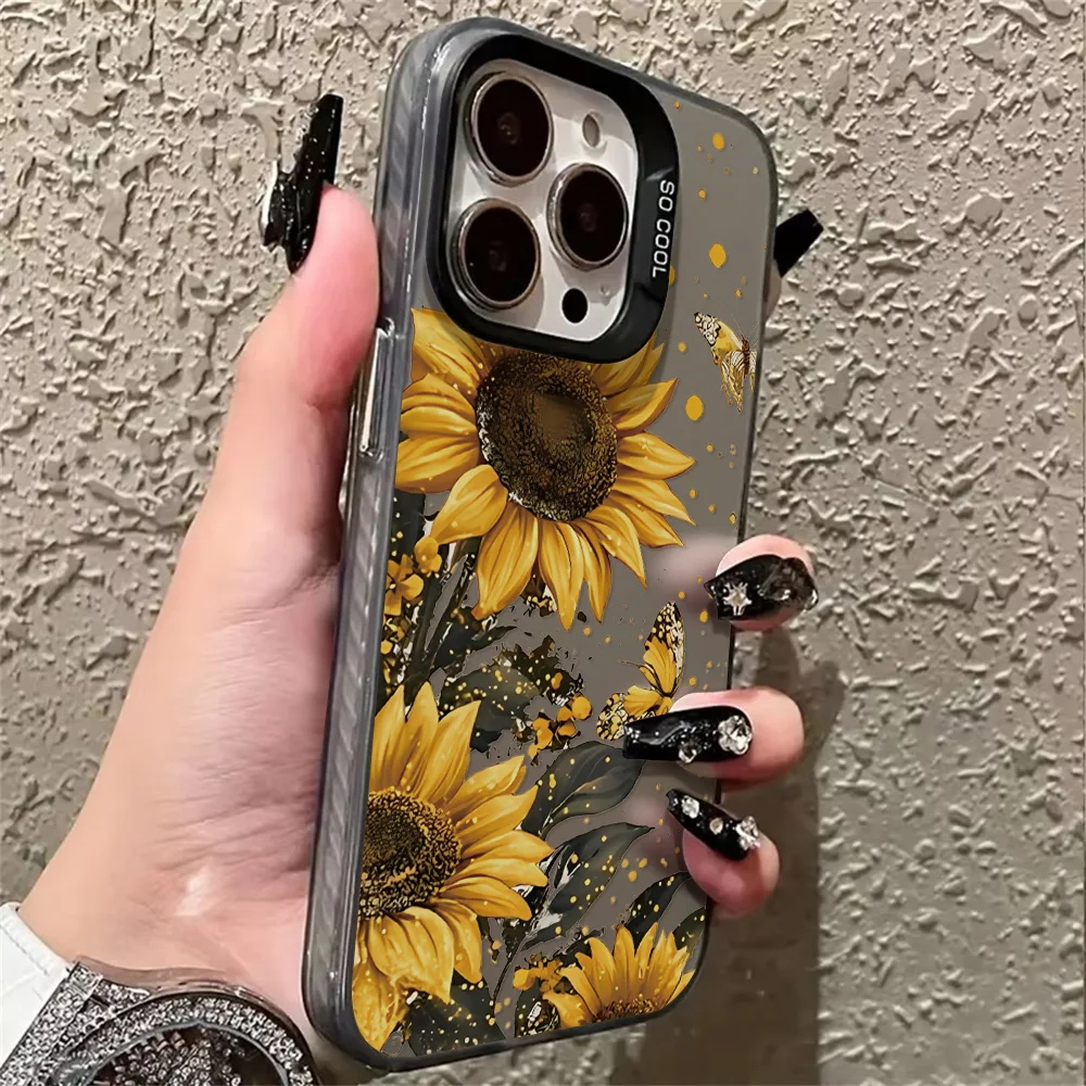 Luxury Flower Phone Case For iPhone 13 16 Pro Max 17 11 15 14 12 17 Air 16promax 15promax 17promax Hard Matte IMD Funda Cover