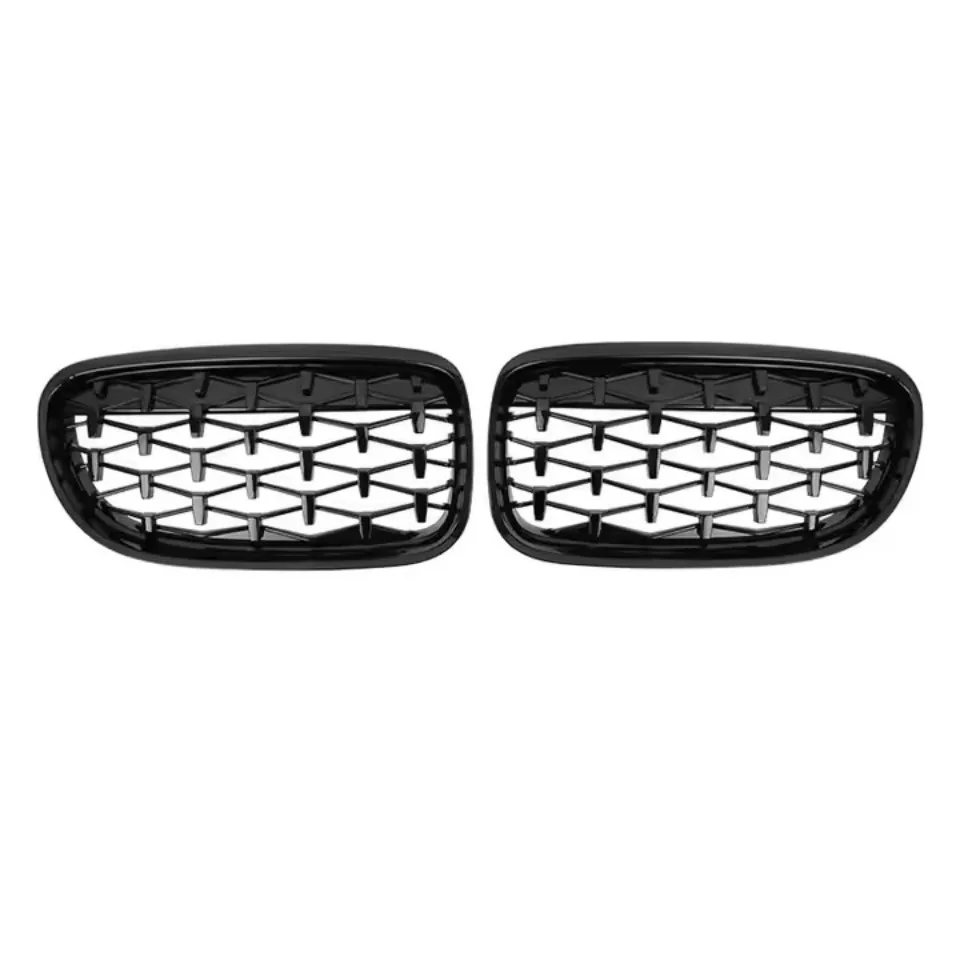 Front stoßstangen gitter im xvip-Diamanten-Stil für BMW 3er E90 E91 2015-2017 einz eilige glänzende schwarze Doppel latten gitter – Detail 15