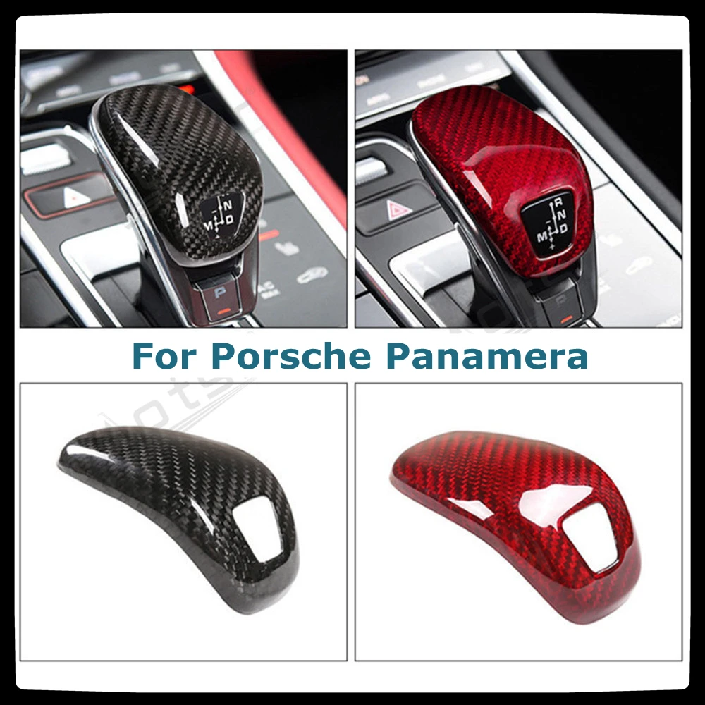 

Car Gear Head Shift Knob Cover For Porsche Panamera Carbon Fiber Car Accessories Automatic Gearbox Lever Joystick Cover