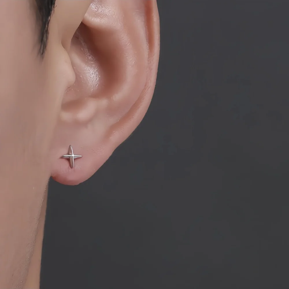 بسيطة الصليب نجوم الرجال سبيكة وأقراط الرجعية الشارع العصرية ارتداء مجوهرات أزياء السيدات اكسسوارات الهدايا #2