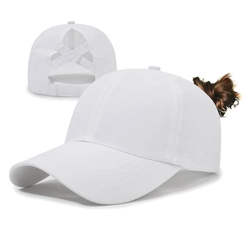 Neue Sommer-Baseballkappe für Damen mit Kreuzband für Pferdeschwanz, Leichte Schnelltrocknende Atmungsaktive Sonnenhut – Detail 12