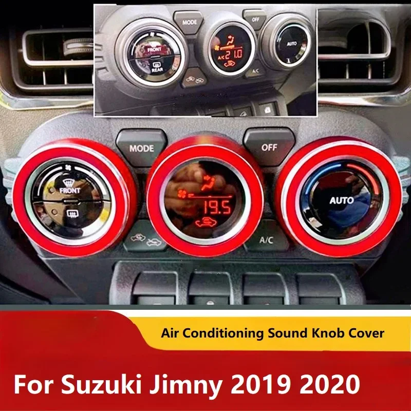 

3pcs AC Air Conditioning Sound Knob Cover Aluminum Alloy Button Ring Trim For Suzuki Jimny 2019 2020 Console Covers