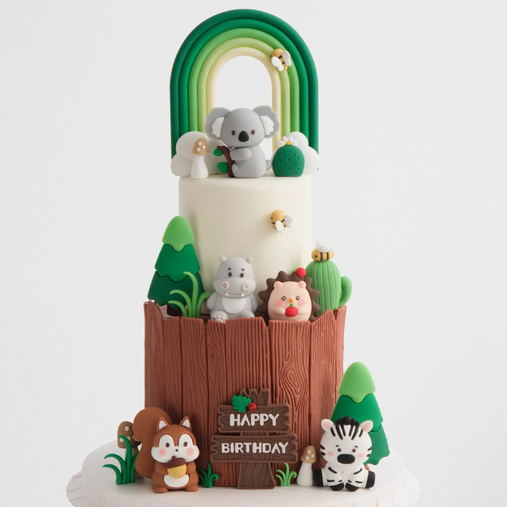 Dschungel Safari Tier Kuchen Topper Set Löwe Elefant Giraffe für Wild One Baby Dusche Geburtstag Party Dekorationen Kinder Kuchen Dekor – Detail 2