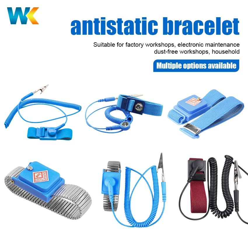 Adjustable Anti-Static Grounding Wrist Strap Wired Metal and PU Coil for Electronic Factory Workshop Safety Product
