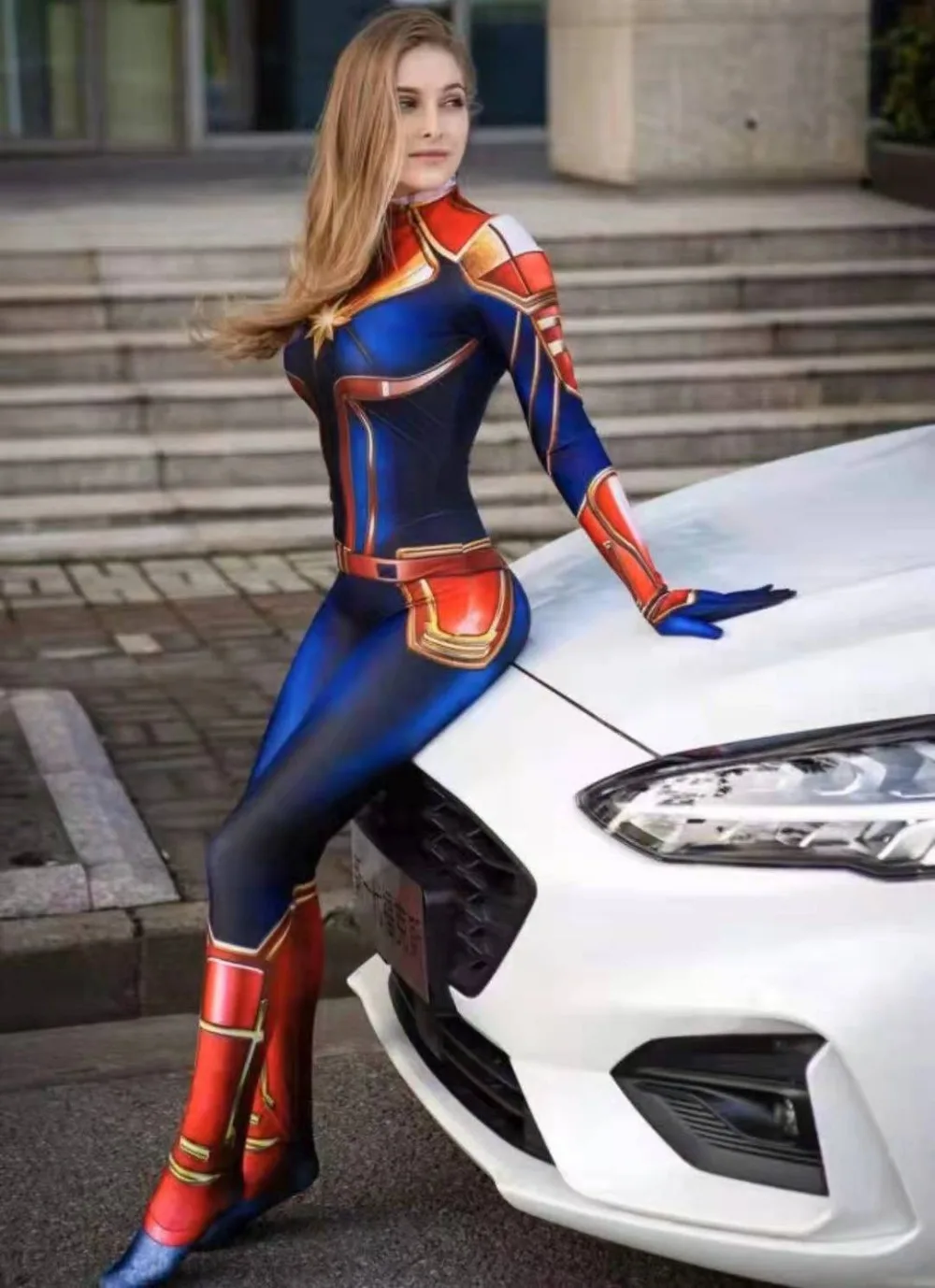 Superhero Captain Marvel Cosplay Costume Movie The Avengers Cosplay Bodysuit Jumpsuit Halloween Costume for Kids