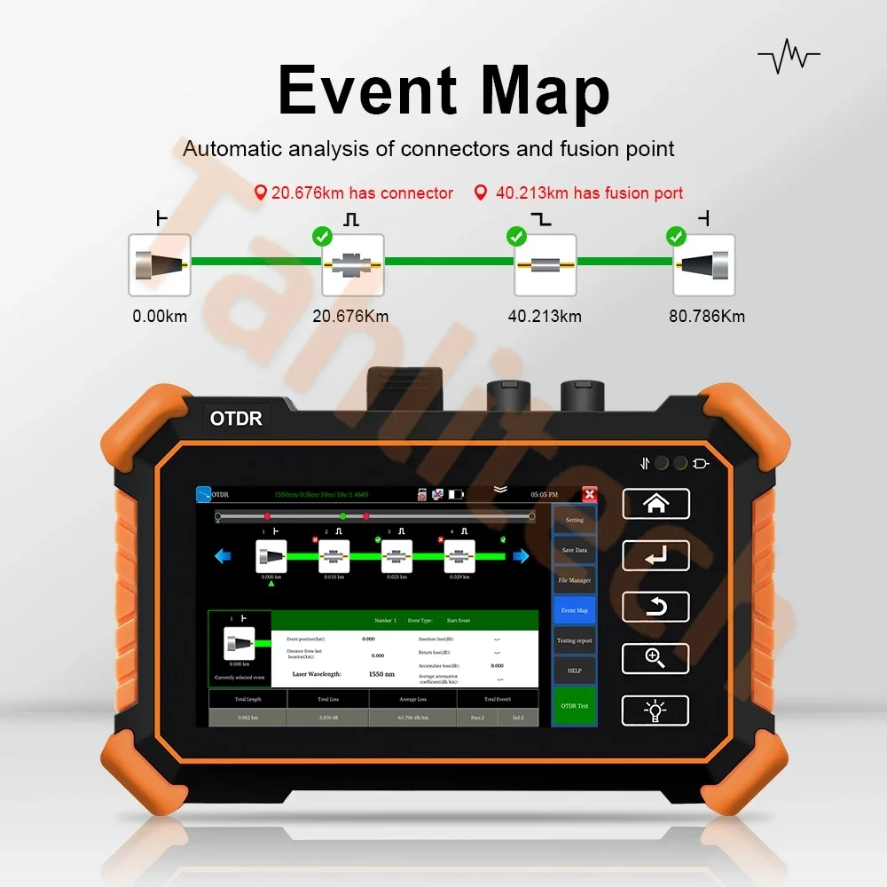 Mini OTDR Ottico Otdr Riflettore Ottico Multifunzione OTDR 1310/1550nm 26/24dB Riflettometro Ottico Touch Screen OPM VFL