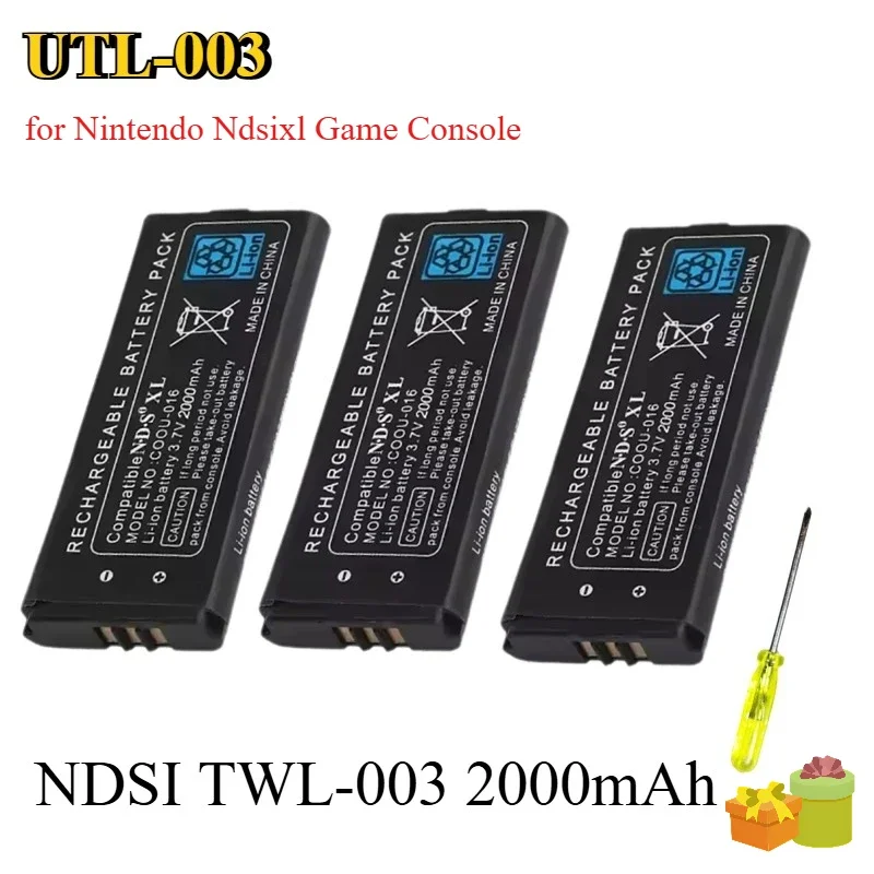 UTL-003 NDS XL استبدال البطارية 3.7 فولت 2000 مللي أمبير لنينتندو Ndsi XL تحكم لعبة وحدة التحكم ليثيوم على بطارية مدمجة قابلة للشحن
