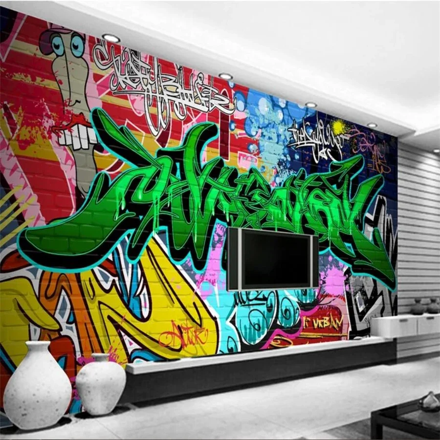 Custom Mural 3d Wallpaper Fashion Style Trend Street Art Graffiti Brick Wall Background Wall Living room bedroom Restaurant Обои