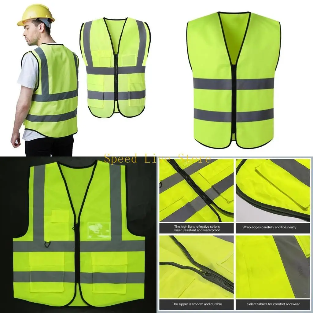 547c chaleco amarillo reflectante visibilidad chaleco seguridad para automóviles para hombres y mujeres duradero